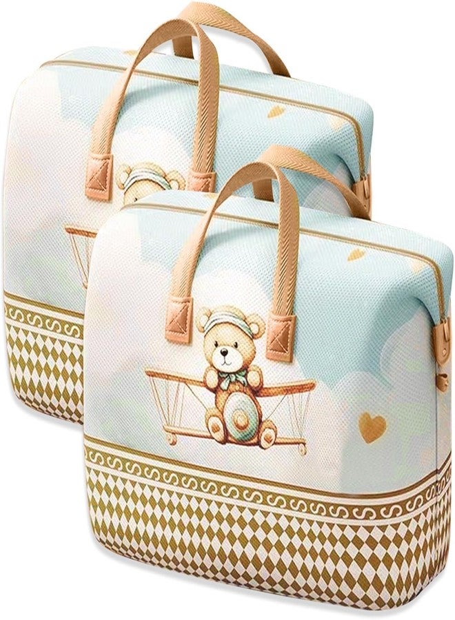 Kresal 1 Large Cartoon Bear & Airplane Moving Bag, Durable & Dust-Proof Quilted Storage Bag for Clothing, Toys and Travel Essentials, Ideal for Home Relocation, Daily Use - Image 1